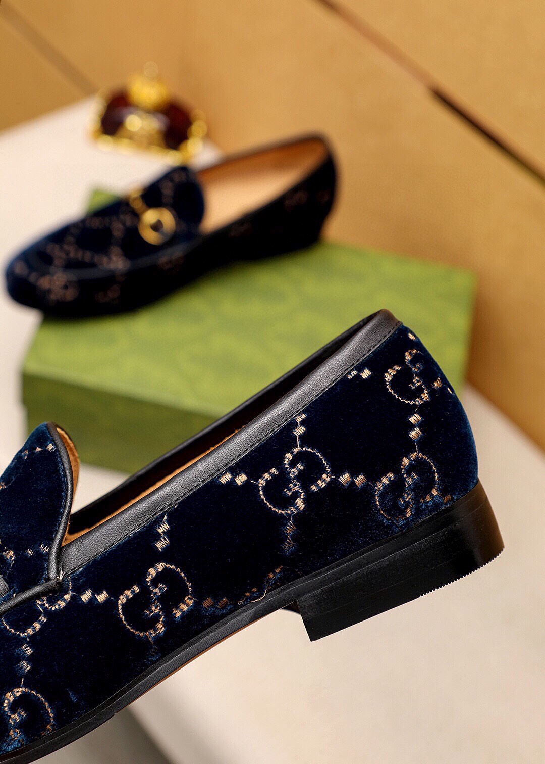 Gucci Men's Blue Velvet Loafers with Gold Horsebit Detail - Sizes 38-44 9 i1745890666 680 7