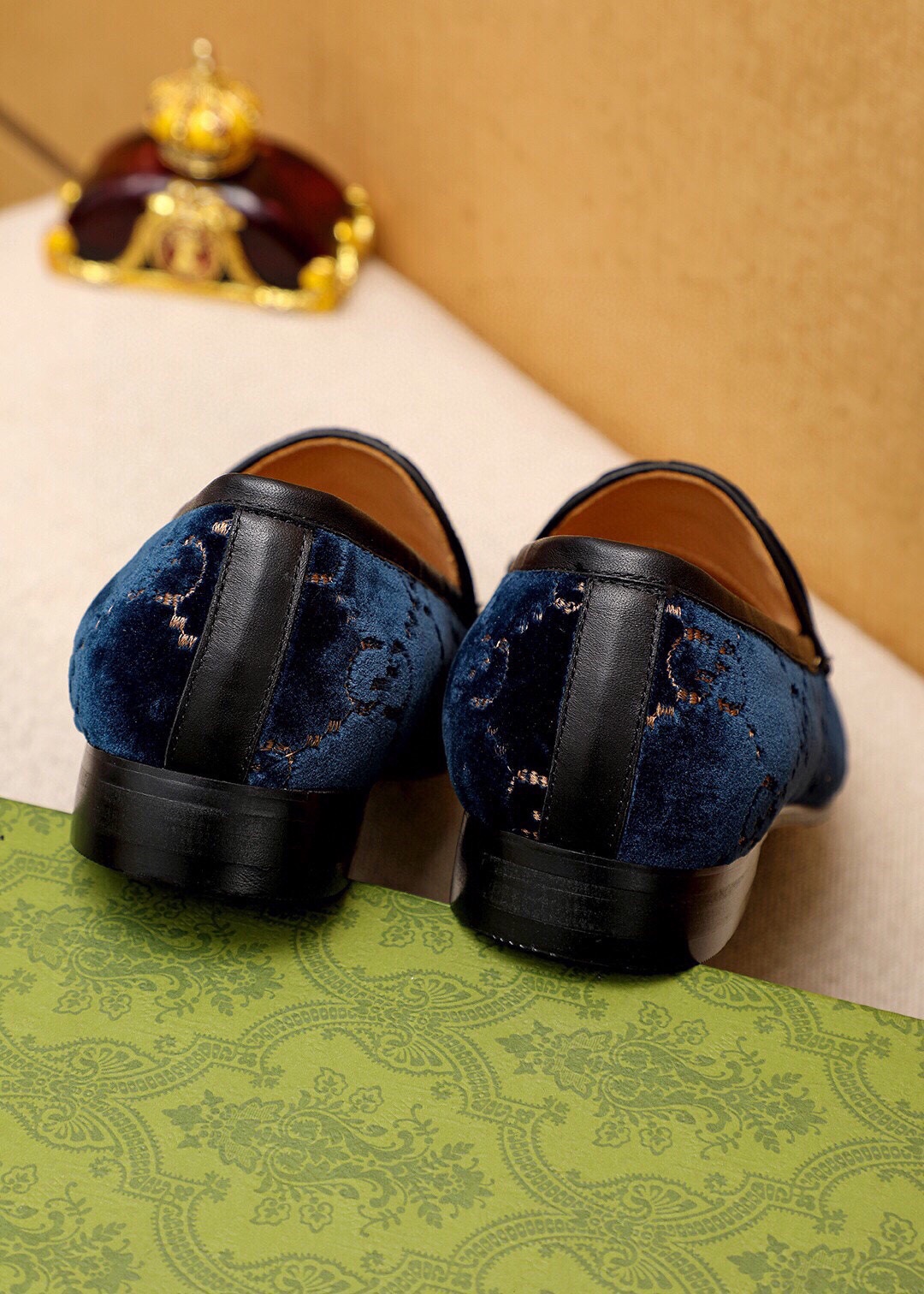 Gucci Men's Blue Velvet Loafers with Gold Horsebit Detail - Sizes 38-44 7 i1745890666 999 5