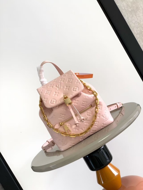 Louis Vuitton Coussin Backpack Small Pink Monogram Embossed Leather