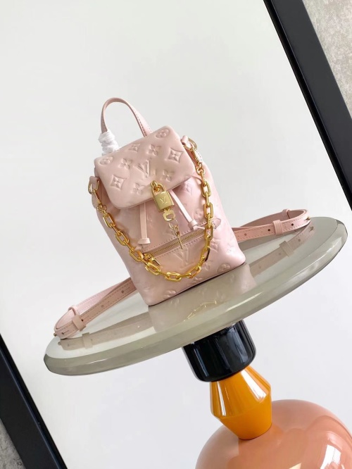 Louis Vuitton Coussin Backpack Mini Monogram Leather Pink, 20 x 15 x 7.5 cm