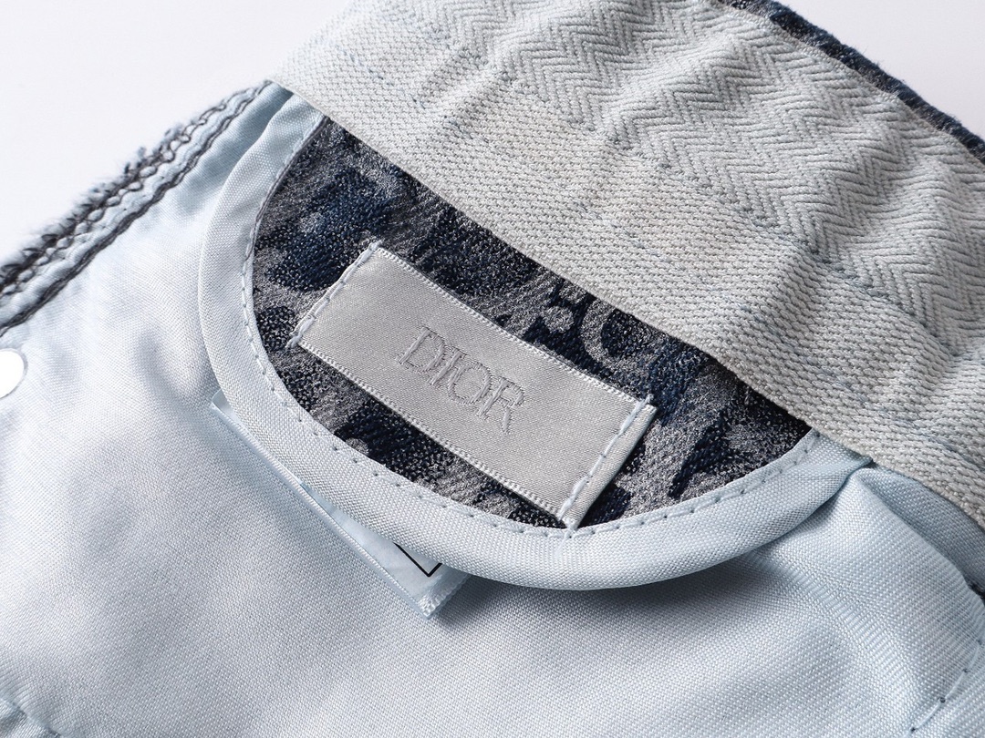 迪奥/Dior 夏季新款 老花字母做旧牛仔短裤 半松紧牛仔裤