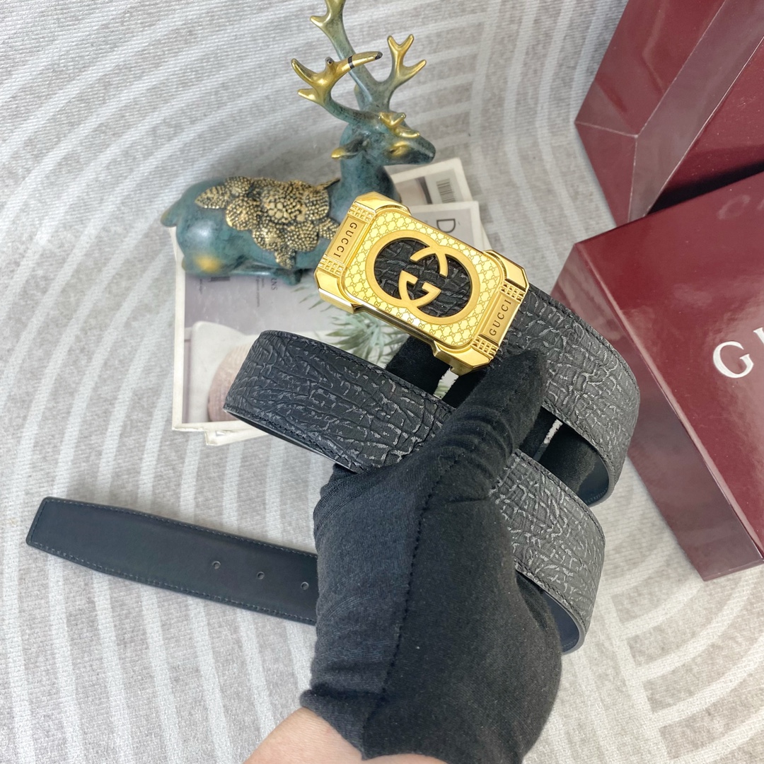 古奇💕 特种皮腰带系列 ，原厂五金精品不锈钢扣，手感柔软舒适 宽3.8CM。