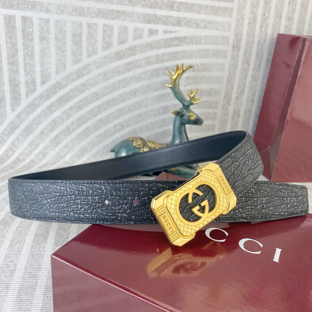古奇💕 特种皮腰带系列 ，原厂五金精品不锈钢扣，手感柔软舒适 宽3.8CM。