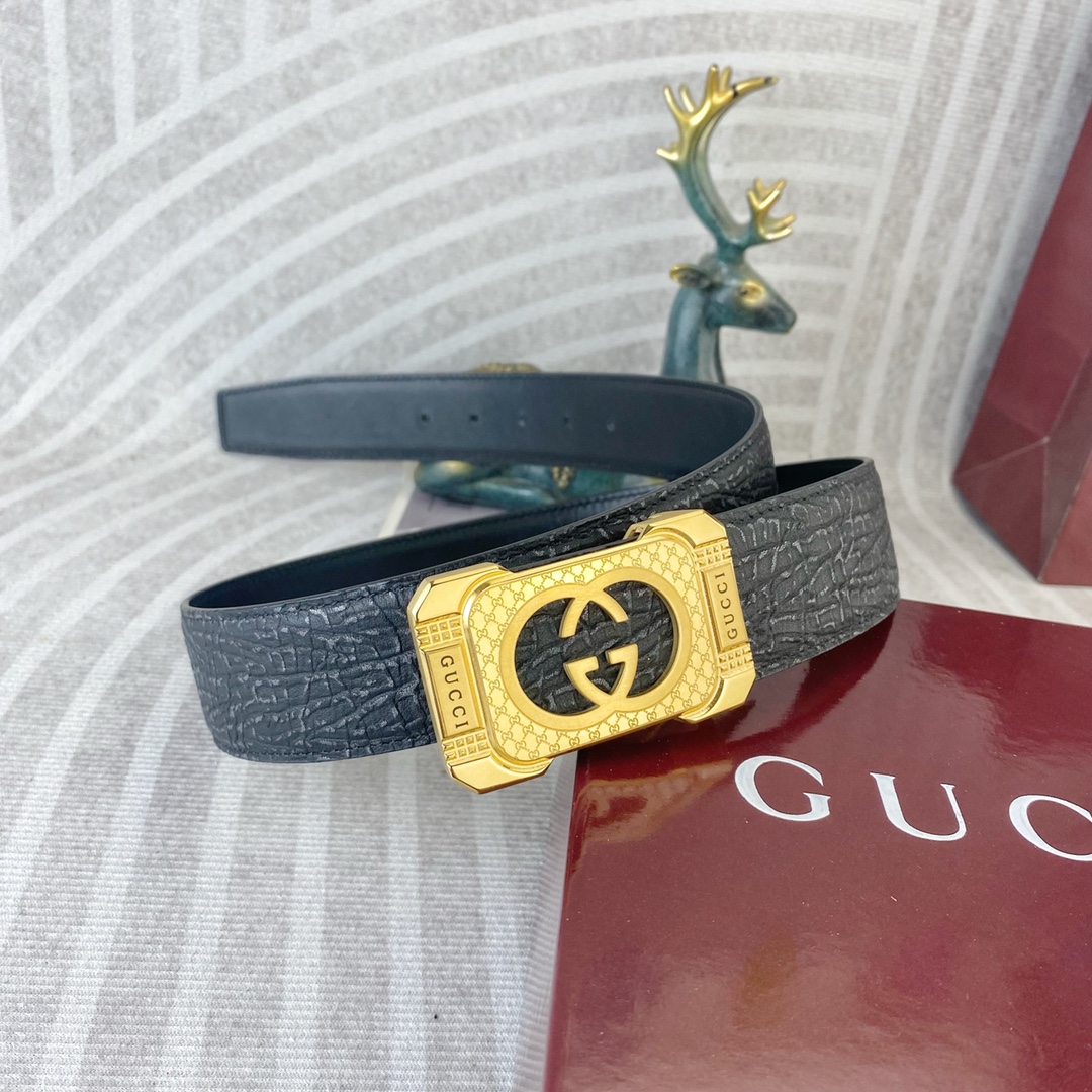 古奇💕 特种皮腰带系列 ，原厂五金精品不锈钢扣，手感柔软舒适 宽3.8CM。