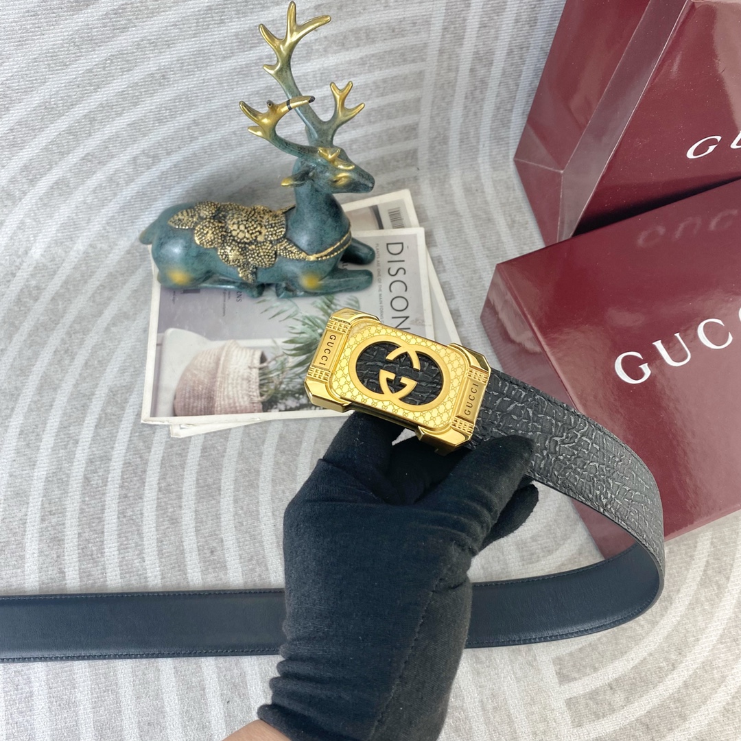 古奇💕 特种皮腰带系列 ，原厂五金精品不锈钢扣，手感柔软舒适 宽3.8CM。