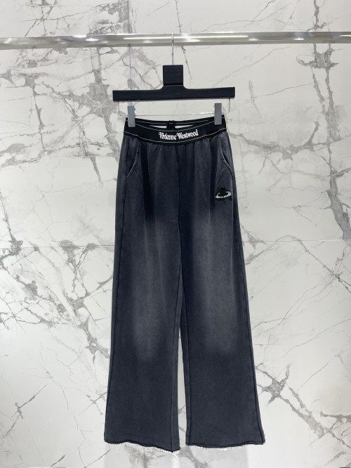 Vivienne Westwood Saturn Logo Elastic Waist Straight-Leg Casual Pants 1 Vivienne Westwood Saturn Logo Elastic Waist Straight-Leg Casual Pants