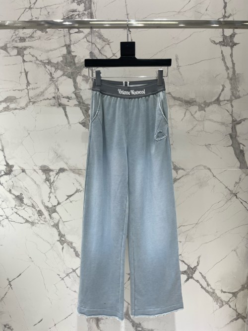 Vivienne Westwood Saturn Logo Elastic Waist Straight Casual Pants 1 Vivienne Westwood Saturn Logo Elastic Waist Straight Casual Pants