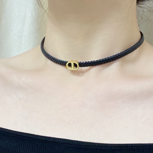 Dior CD Leather Choker Necklace, 14K Steel, Elegant and Fashionable Style 1 Dior CD Leather Choker Necklace, 14K Steel, Elegant and Fashionable Style