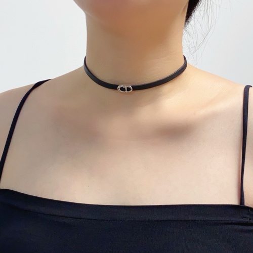 Dior CD Leather Choker Necklace, 14K Steel, Elegant and Fashionable Design 1 Dior CD Leather Choker Necklace, 14K Steel, Elegant and Fashionable Design