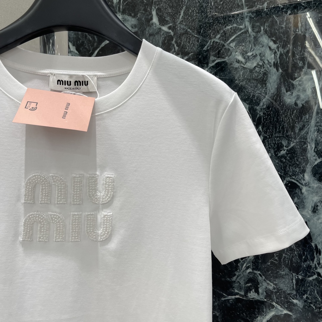 Miu Embellished Short Sleeve T-Shirt - Slim Fit, Round Neck, Summer Style 7 i1745988179 2861 5