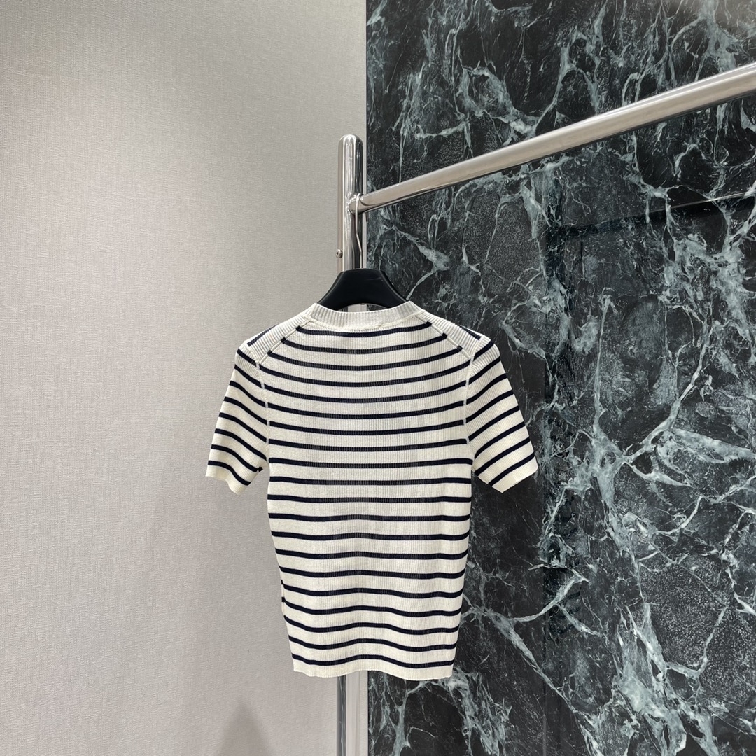 D Striped Short Sleeve Knit Top with Logo - Summer 2025 Collection 10 i1745988566 4444 8