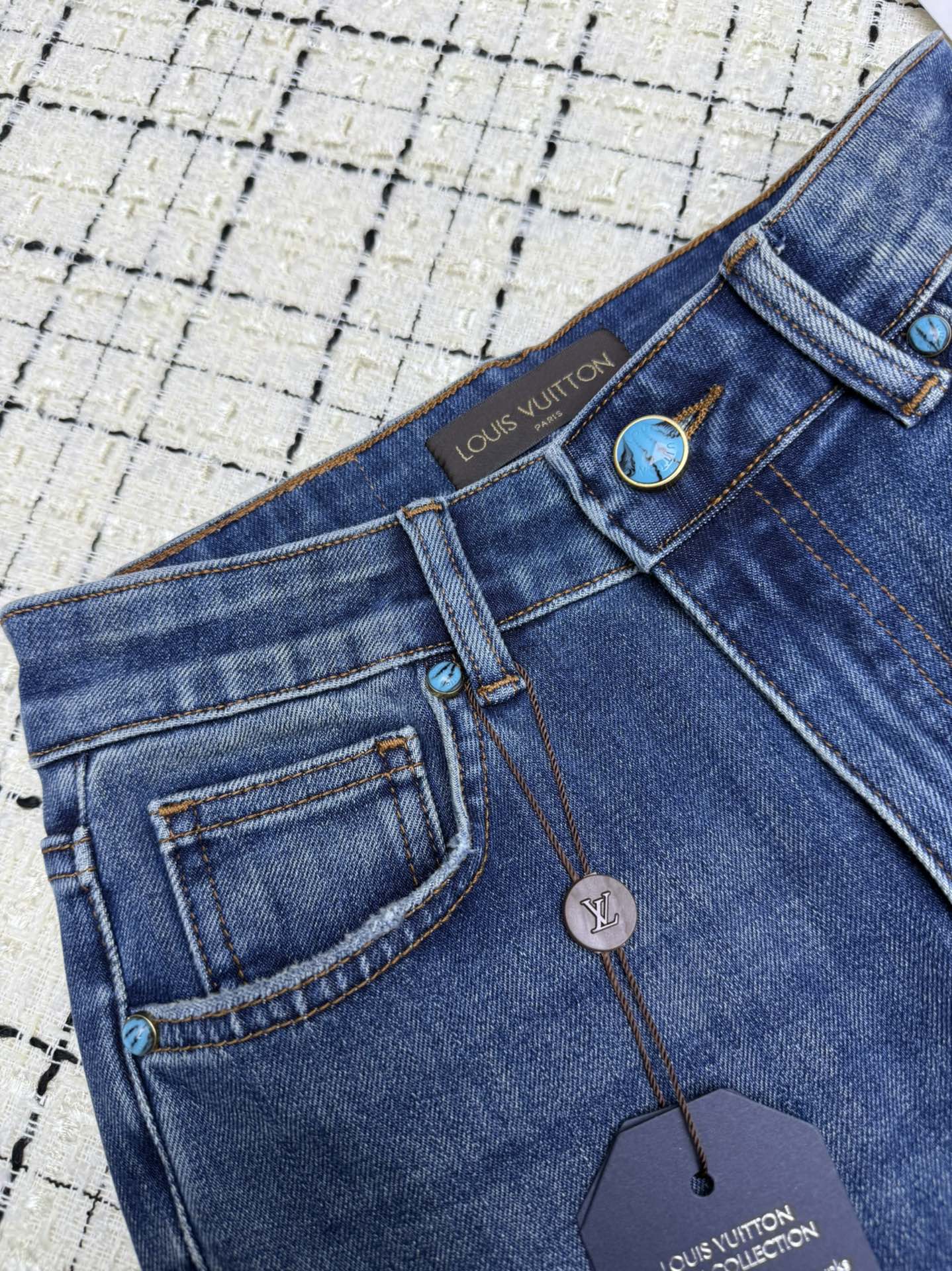 louis vuitton monogram embroidered flared jeans
