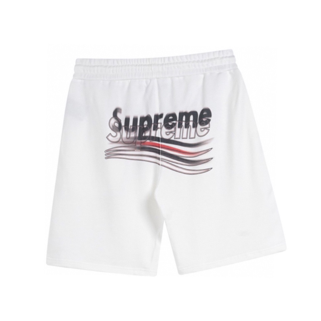 巴黎世家/Balenciaga 夏季新款 喷绘涂鸦联名海浪字母logo休闲短裤 五分裤