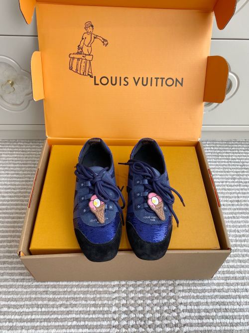 Louis Vuitton Sneakerina Blue Suede Ballet Sneakers With Ice Cream Charm 1 Louis Vuitton Sneakerina Blue Suede Ballet Sneakers With Ice Cream Charm