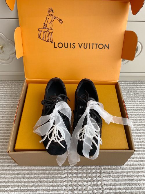 Louis Vuitton Sneakerina Ballet Sneakers Black Suede Leather Women's Shoes 1 Louis Vuitton Sneakerina Ballet Sneakers Black Suede Leather Women's Shoes