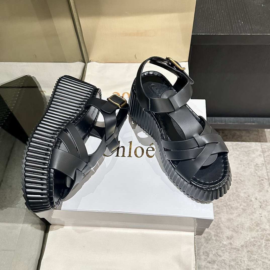 Chloé Woven Leather Platform Sandals, Black, Sizes 35-40, Comfortable and Stylish 10 i1746251991 2292 8