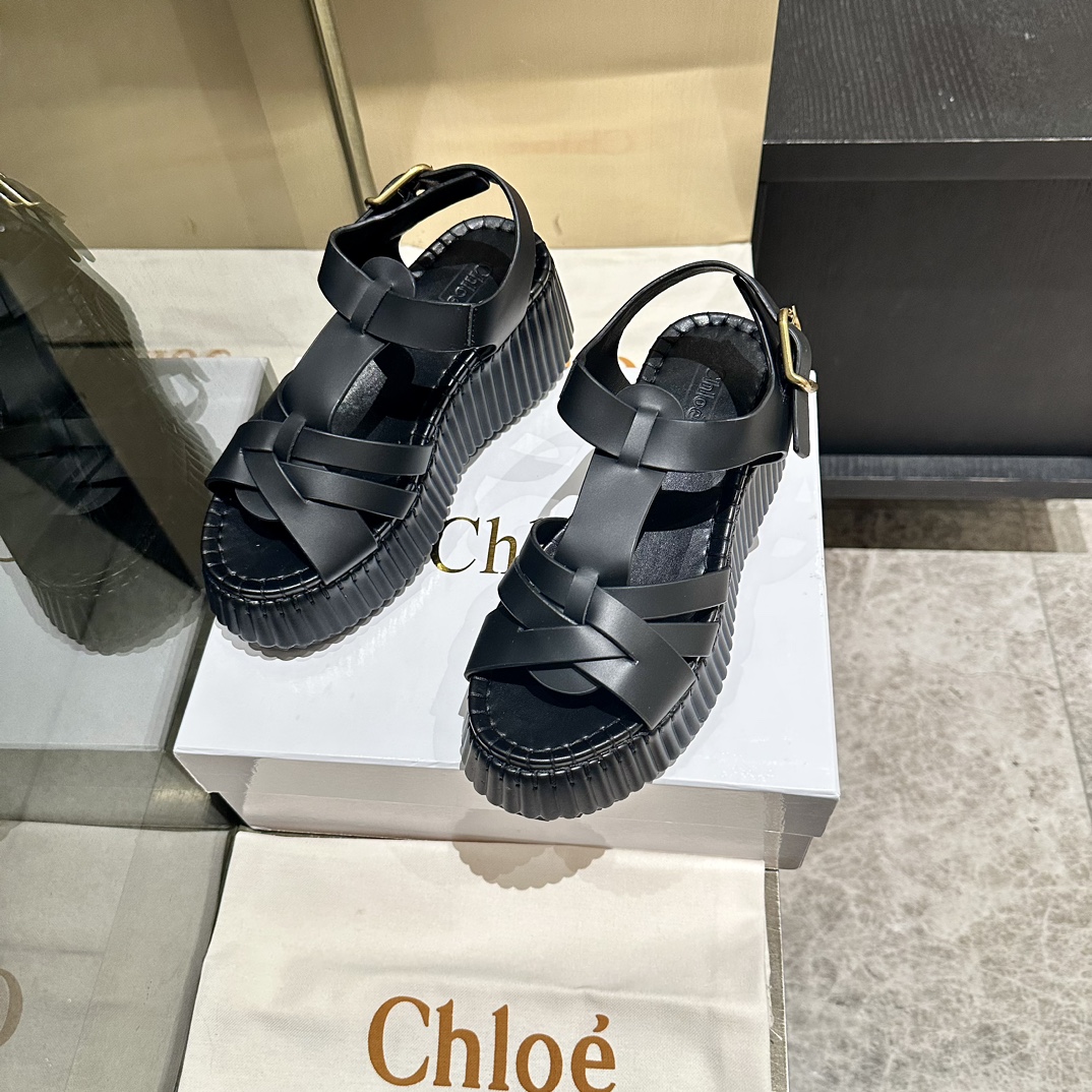 Chloé Woven Leather Platform Sandals, Black, Sizes 35-40, Comfortable and Stylish 6 i1746251991 2496 4