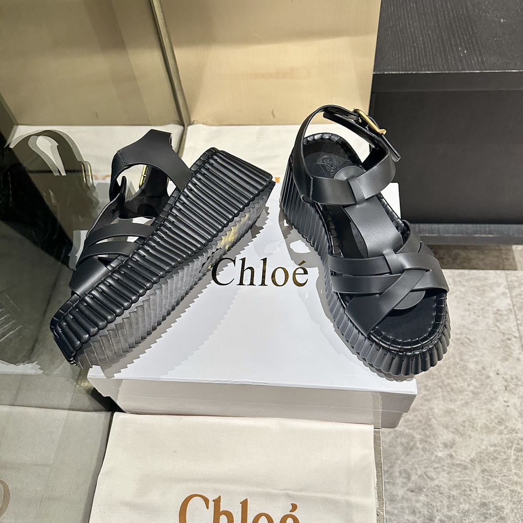 Chloé Woven Leather Platform Sandals, Black, Sizes 35-40, Comfortable and Stylish 8 i1746251991 3937 6