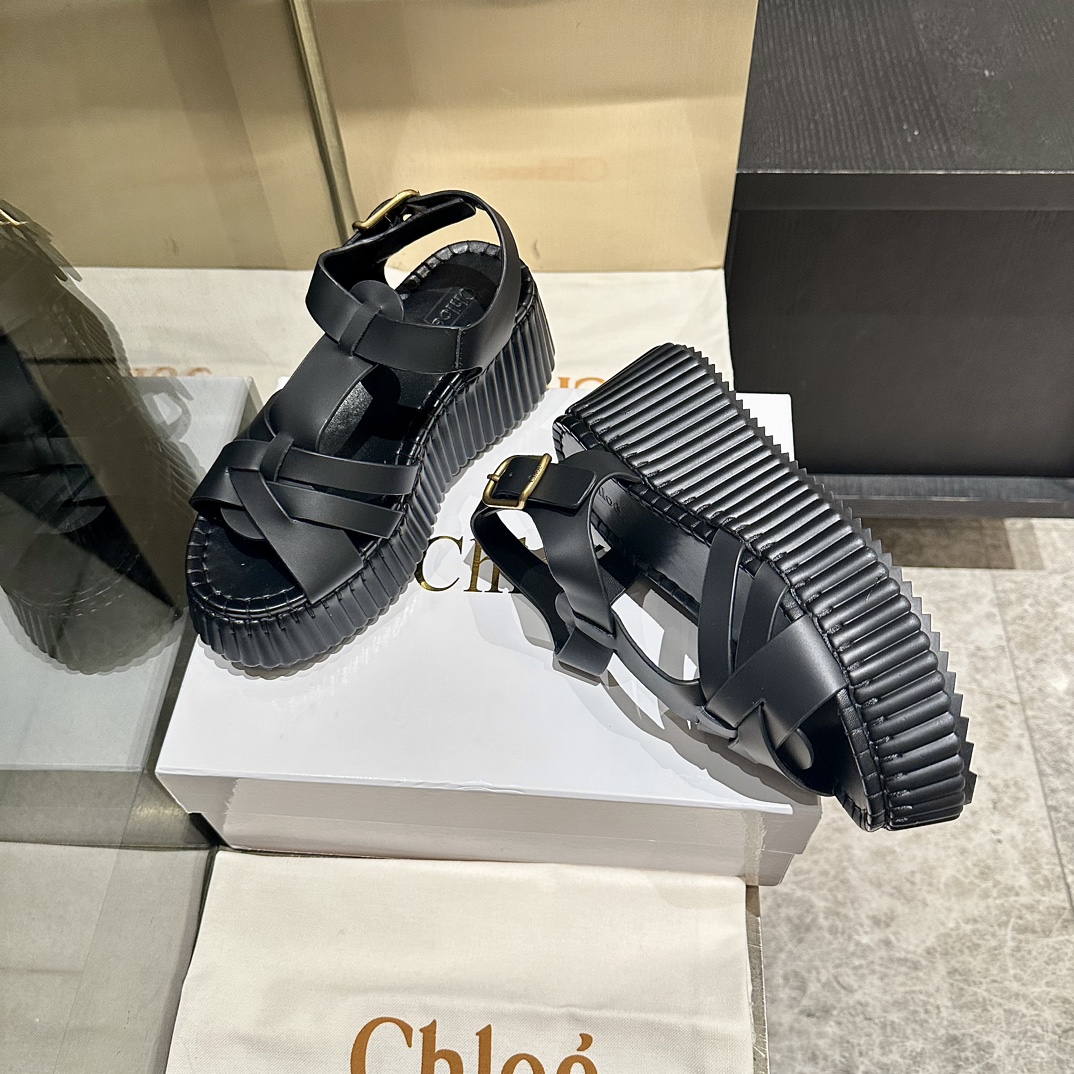 Chloé Woven Leather Platform Sandals, Black, Sizes 35-40, Comfortable and Stylish 5 i1746251991 8108 3
