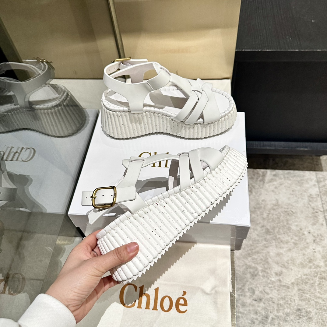 Chloé White Leather Flatform Sandals | Goodyear Welted | Sizes 35-40 1 Chloé White Leather Flatform Sandals | Goodyear Welted | Sizes 35-40
