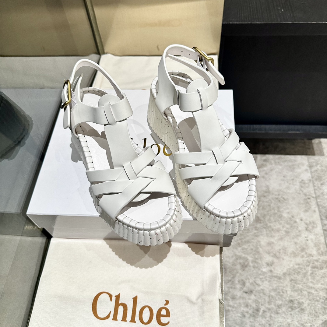 Chloé White Leather Flatform Sandals | Goodyear Welted | Sizes 35-40 10 i1746252069 1744 8