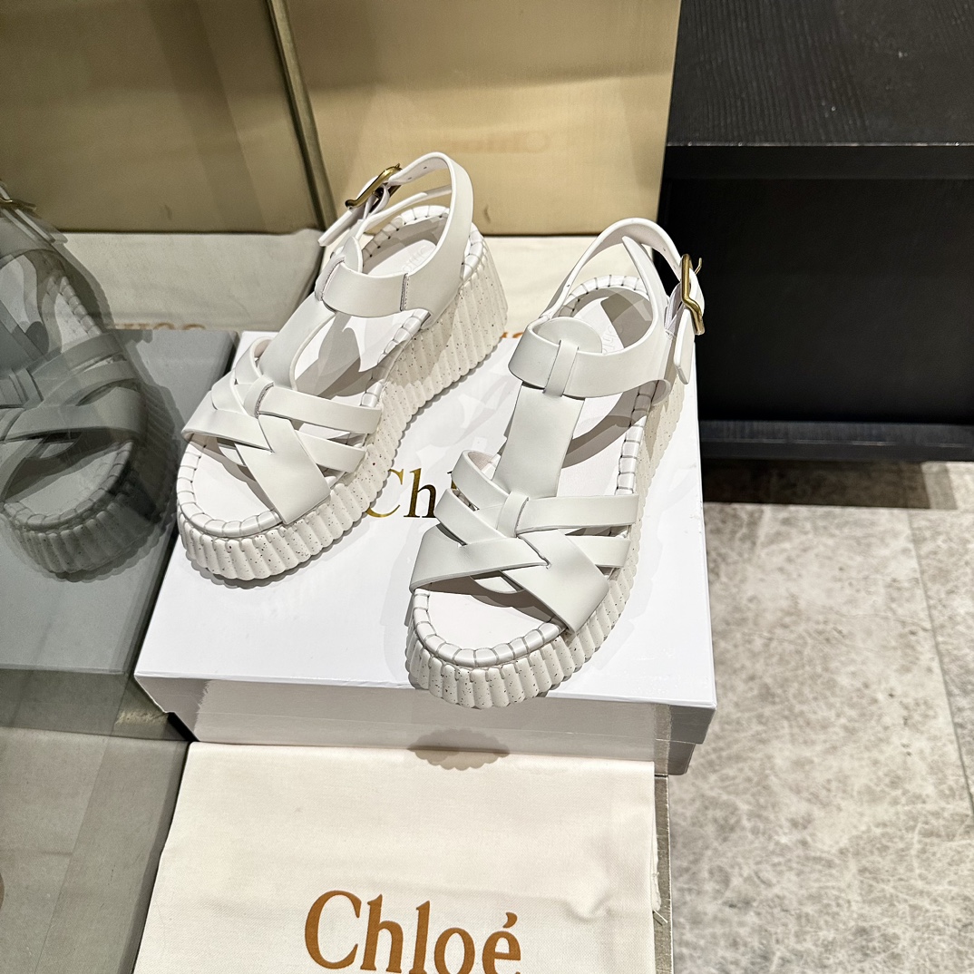 Chloé White Leather Flatform Sandals | Goodyear Welted | Sizes 35-40 5 i1746252069 244 3