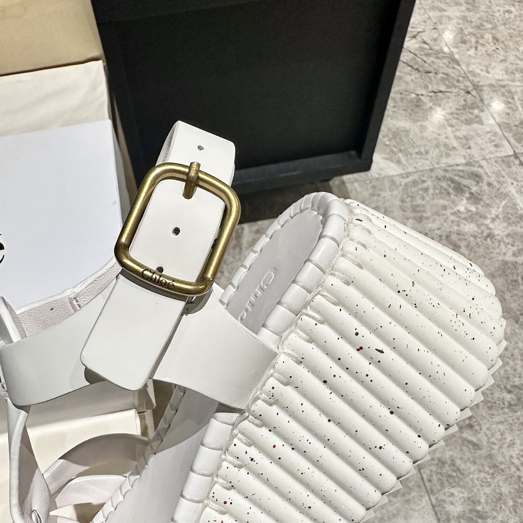 Chloé White Leather Flatform Sandals | Goodyear Welted | Sizes 35-40 9 i1746252069 2786 7