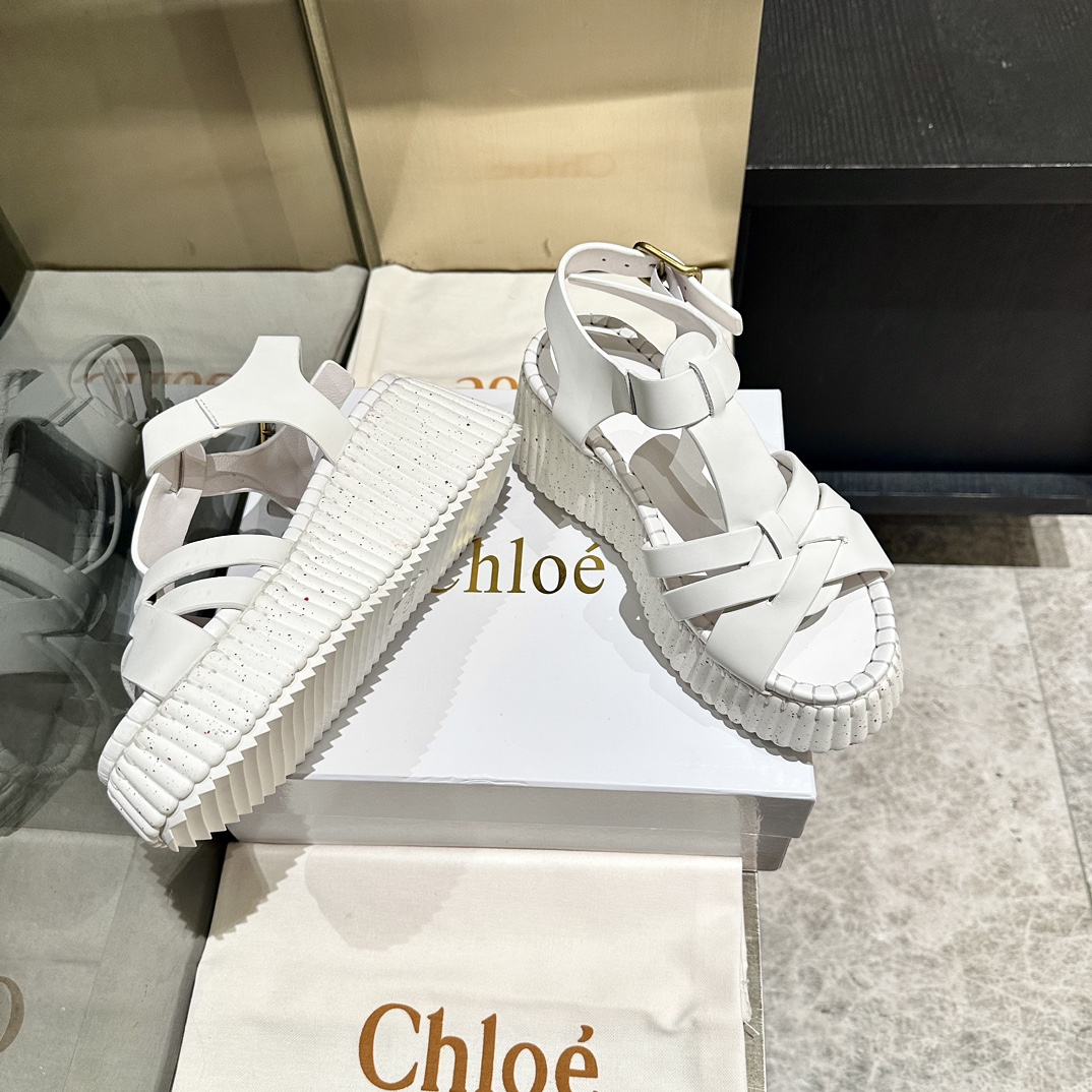 Chloé White Leather Flatform Sandals | Goodyear Welted | Sizes 35-40 7 i1746252069 6228 5