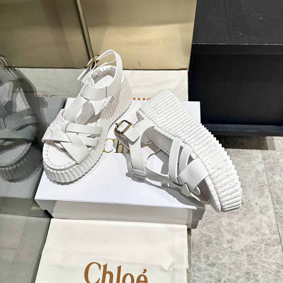 Chloé White Leather Flatform Sandals | Goodyear Welted | Sizes 35-40 6 i1746252069 8165 4