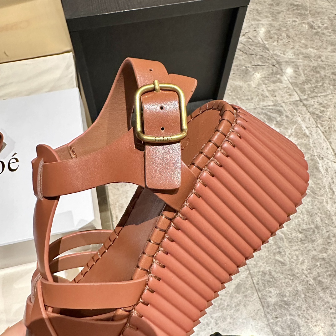 Chloé Women's Brown Leather Gladiator Platform Sandals Size 35-40 9 i1746252085 1469 7