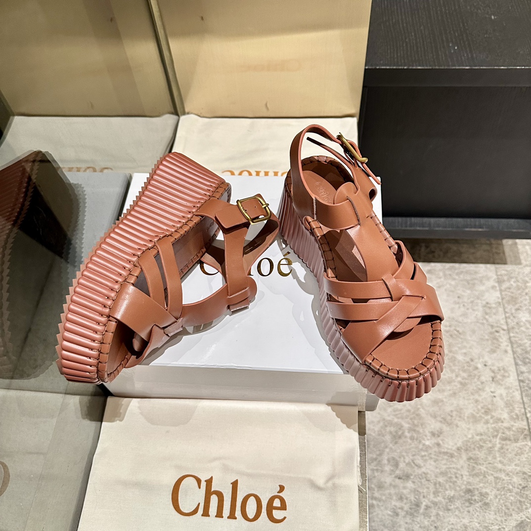 Chloé Women's Brown Leather Gladiator Platform Sandals Size 35-40 8 i1746252085 1482 6
