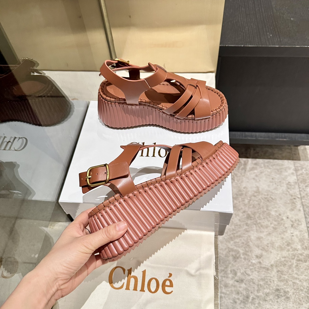 Chloé Women's Brown Leather Gladiator Platform Sandals Size 35-40 2 i1746252085 5906 2