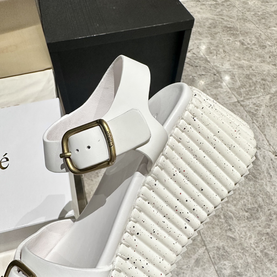 Chloé Women's White Leather Stitching Platform Sandals Size 35-40 7 i1746252126 2810 5