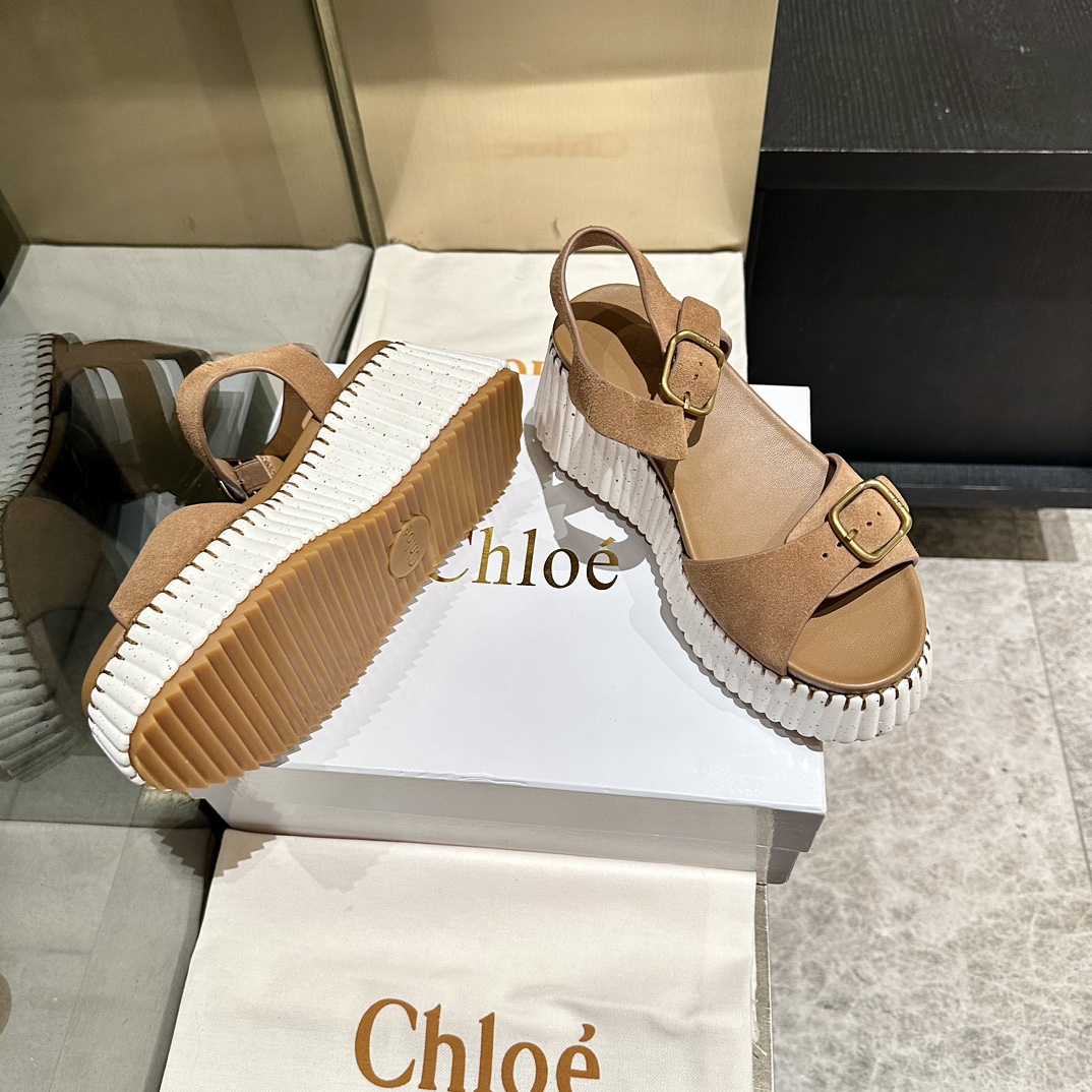 Chloé Women's Tan 'Woody' Heeled Sandals Leather Size 35-40 8 i1746252159 2083 5