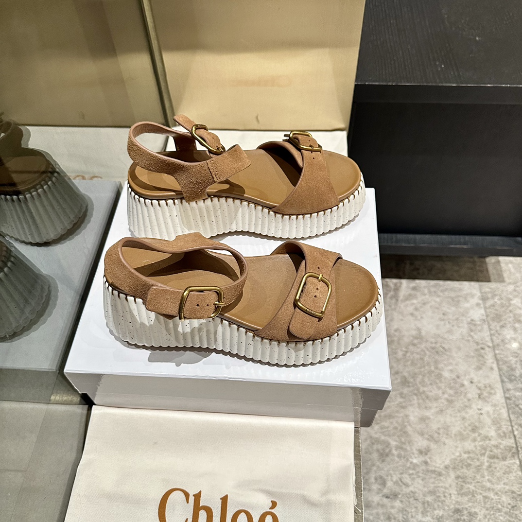 Chloé Women's Tan 'Woody' Heeled Sandals Leather Size 35-40 4 i1746252159 4769 1