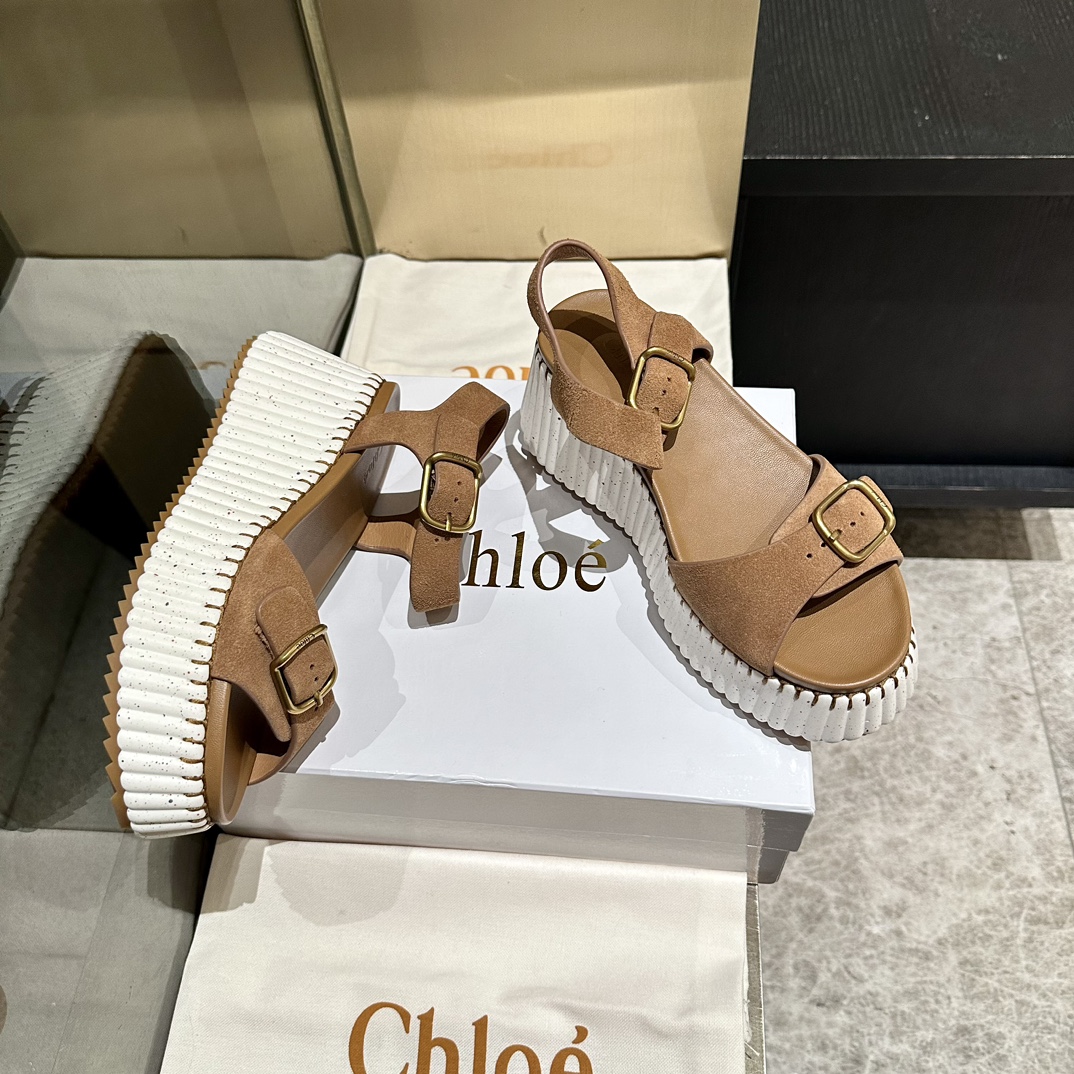 Chloé Women's Tan 'Woody' Heeled Sandals Leather Size 35-40 9 i1746252159 847 6