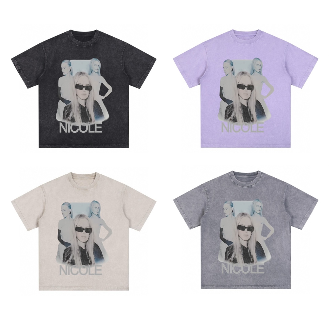 Balenciagaa Camiseta de Manga Corta con Estampado 'Nicole' para Hombre y Mujer 4 i1746272454 3219 2