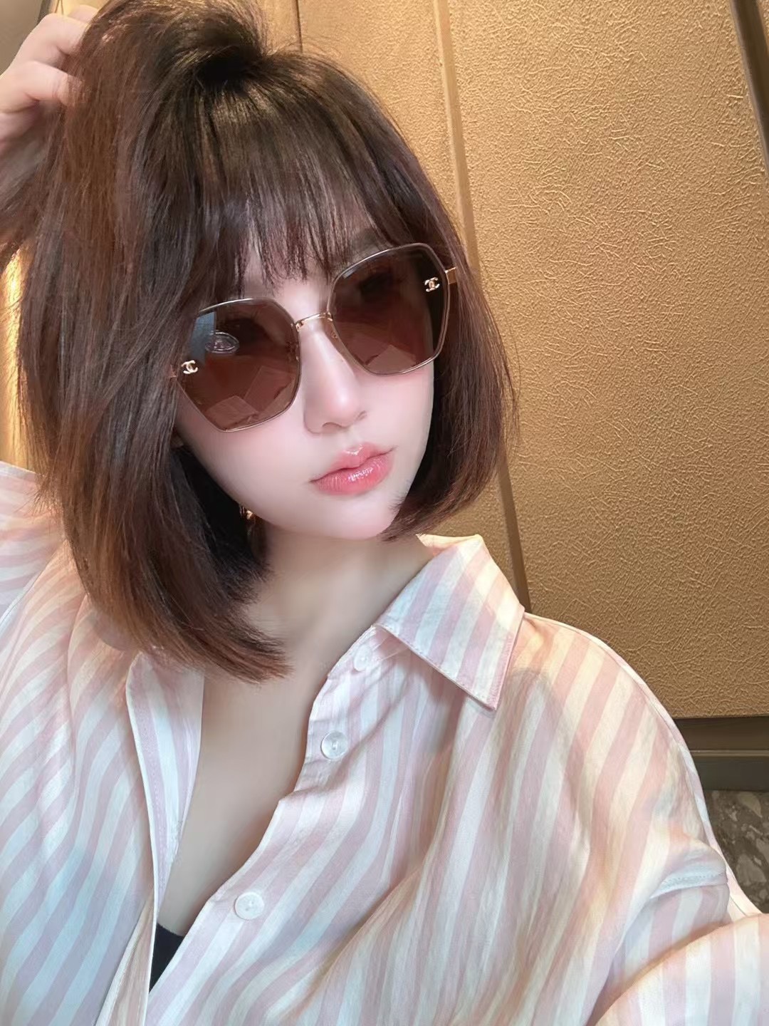 P ‼️ 模特图 2025春季新款CHANE* 香奈儿 太阳眼镜 网红款 型号CH7359 小红书推荐大