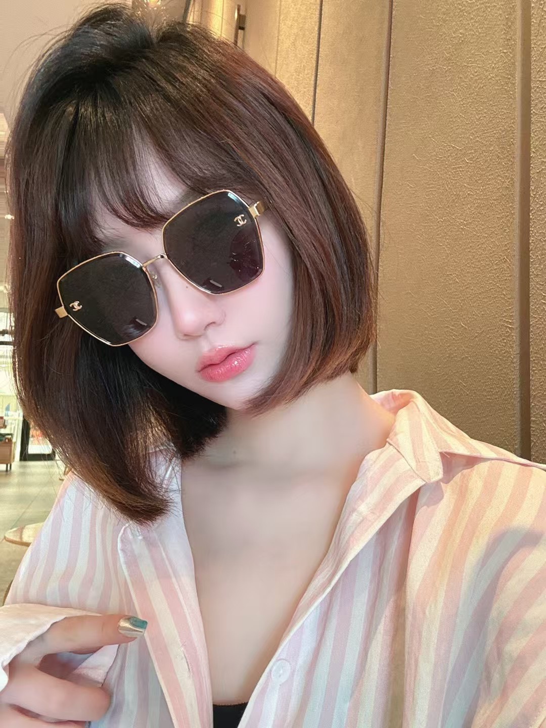 P ‼️ 模特图 2025春季新款CHANE* 香奈儿 太阳眼镜 网红款 型号CH7359 小红书推荐大