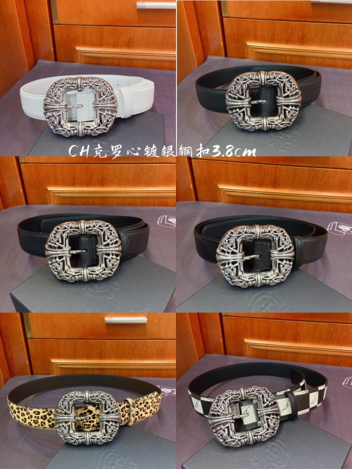 Chrome Hearts Celtic Double Dragon Buckle Leather Belt, 3.8cm Width 1 Chrome Hearts Celtic Double Dragon Buckle Leather Belt, 3.8cm Width