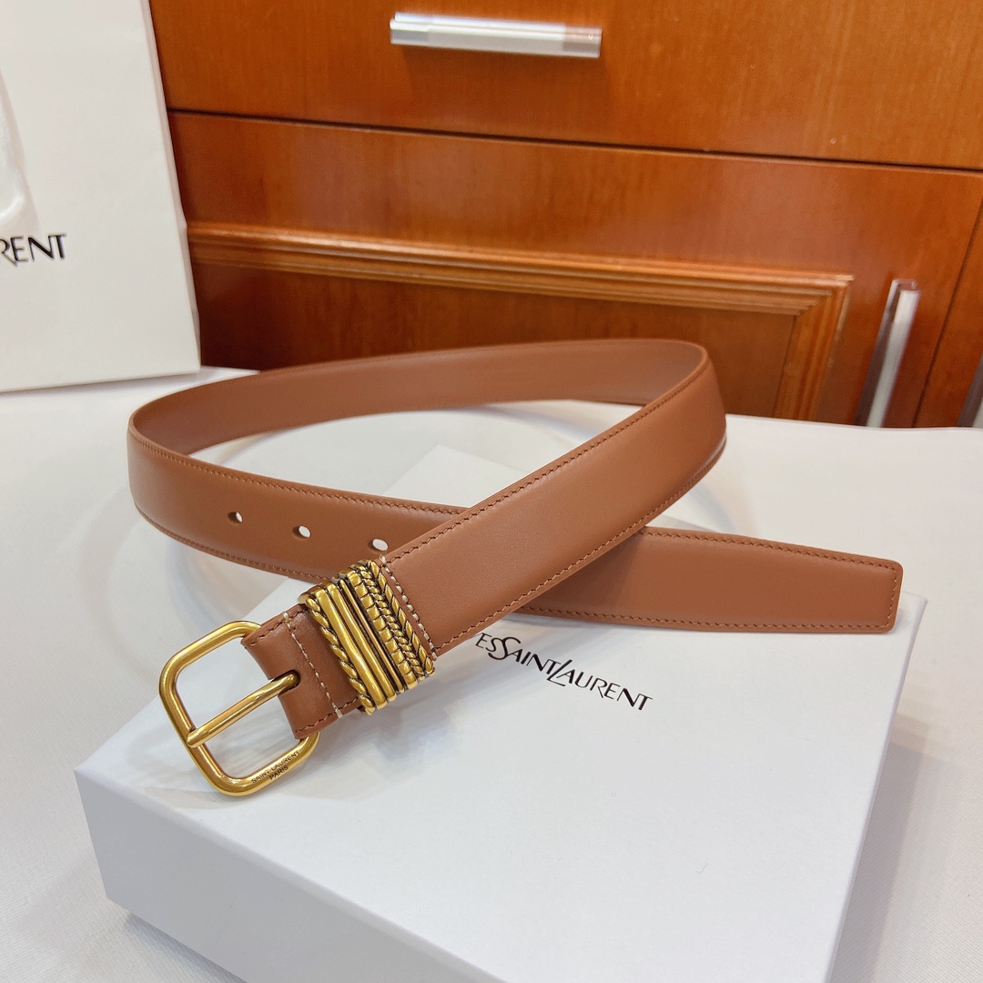 San Roland YSL Narrow Belt Purchase: 3cm Metal Fold, SAINT LAURENT PARIS Sign - 图片 3