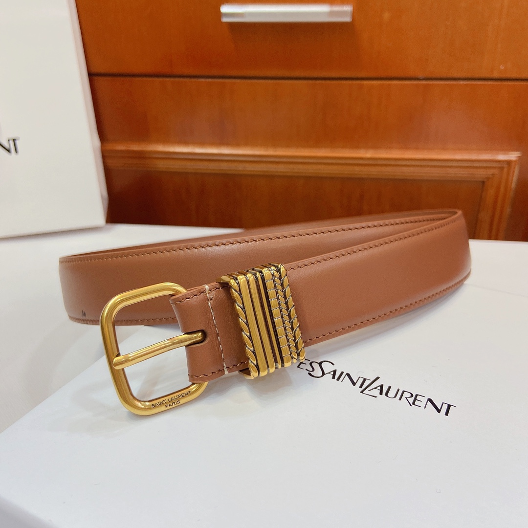 San Roland YSL Narrow Belt Purchase: 3cm Metal Fold, SAINT LAURENT PARIS Sign - 图片 4