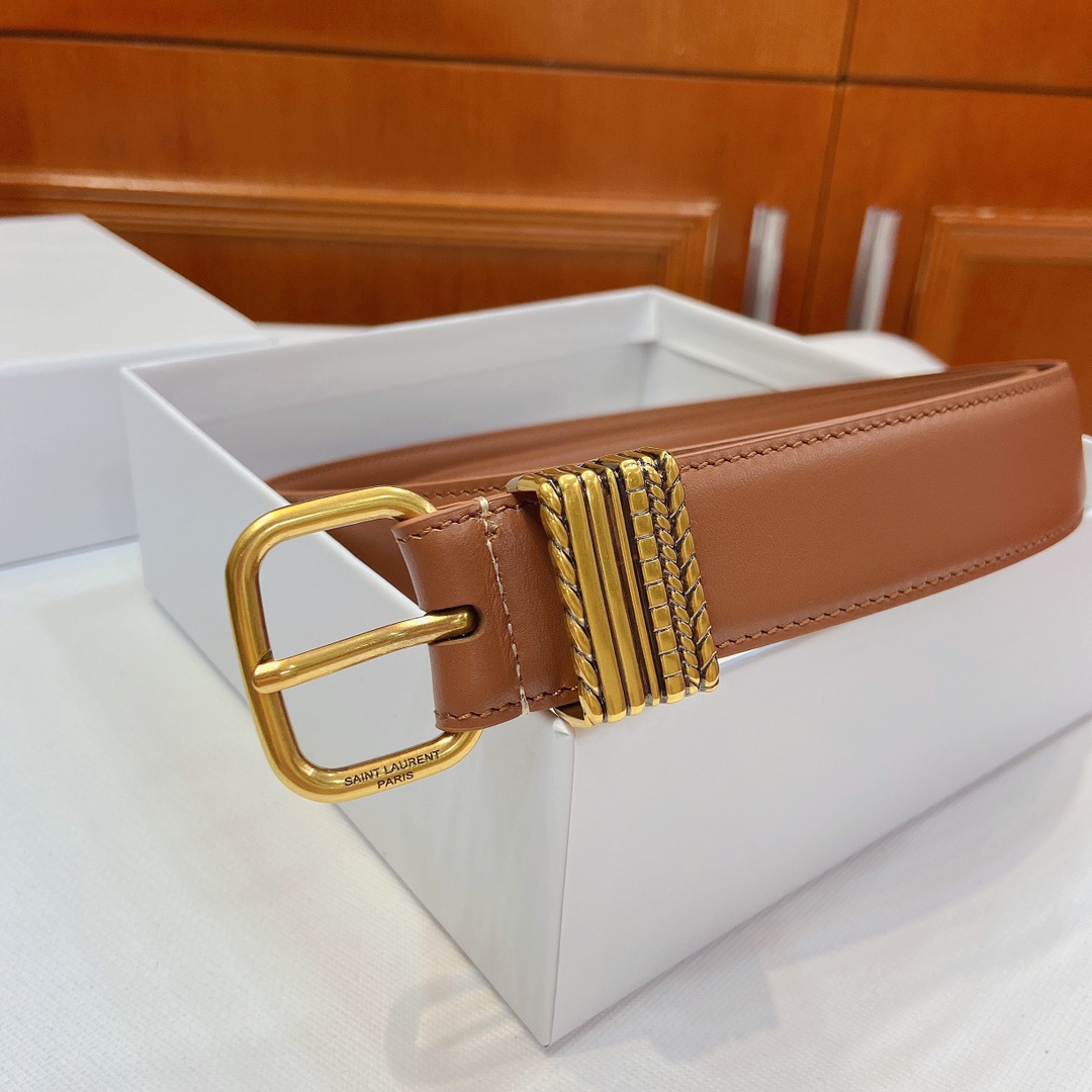 San Roland YSL Narrow Belt Purchase: 3cm Metal Fold, SAINT LAURENT PARIS Sign - 图片 5