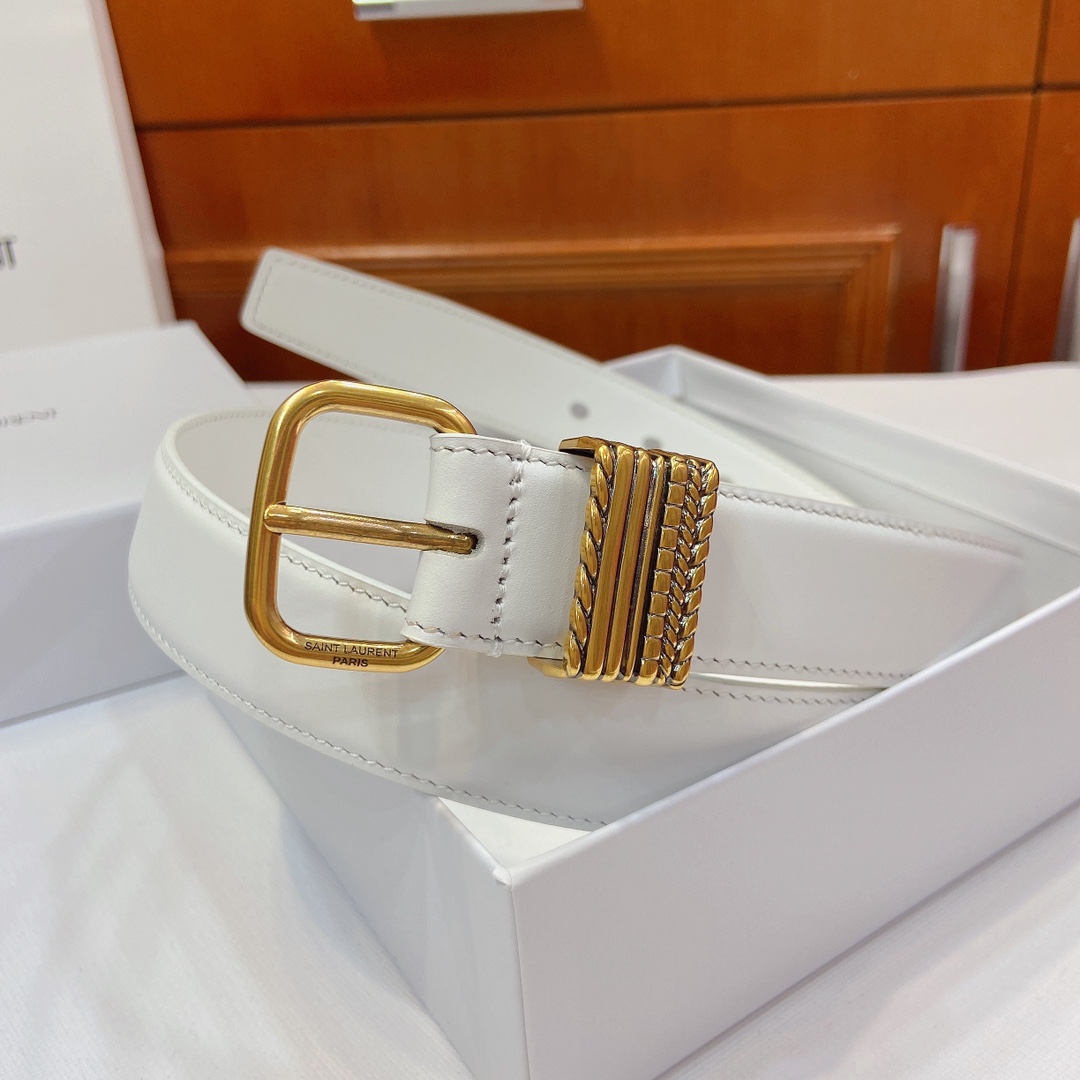 San Roland YSL Narrow Belt Purchase with Metal Fold and SAINT LAURENT PARIS Sign - 图片 6
