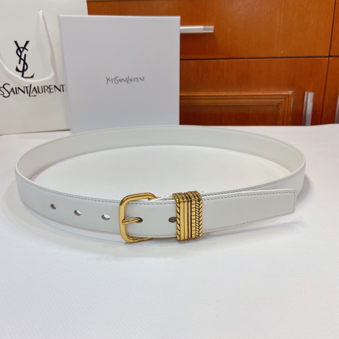San Roland YSL Narrow Belt Purchase with Metal Fold and SAINT LAURENT PARIS Sign - 图片 1