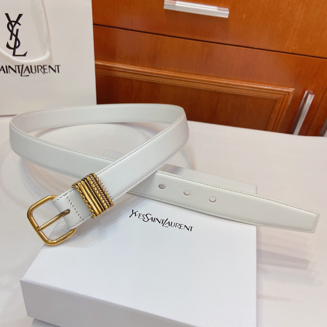 San Roland YSL Narrow Belt Purchase with Metal Fold and SAINT LAURENT PARIS Sign - 图片 3