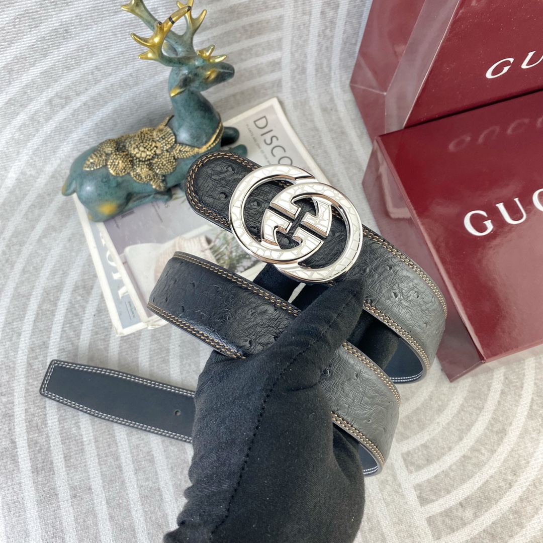 古奇💕 特种皮腰带系列 ，原厂五金精品不锈钢扣，手感柔软舒适 宽3.8CM。