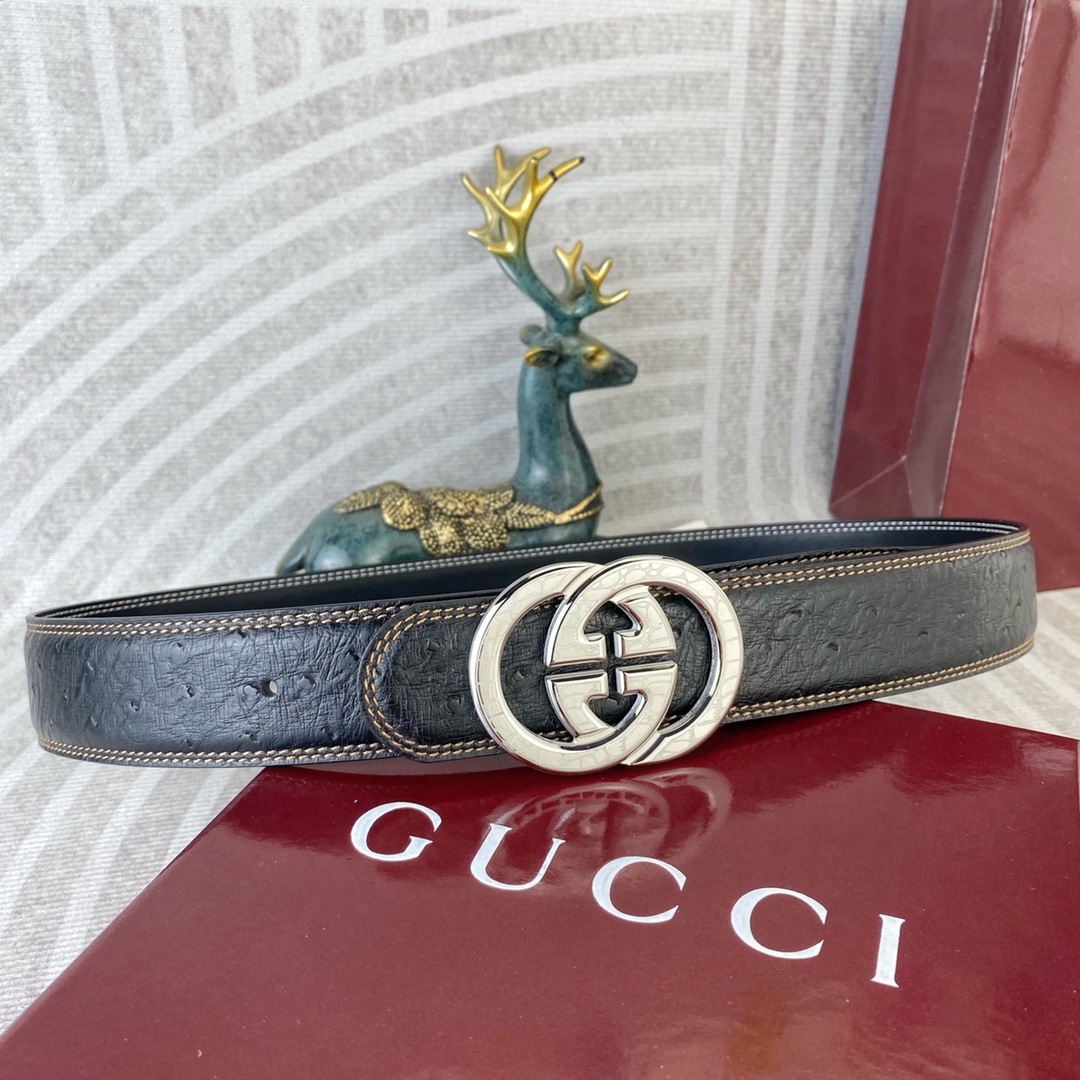 古奇💕 特种皮腰带系列 ，原厂五金精品不锈钢扣，手感柔软舒适 宽3.8CM。
