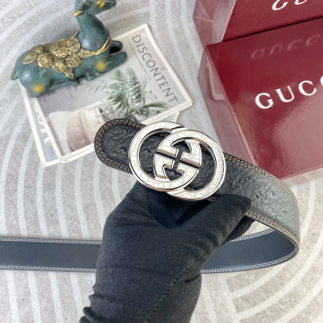 古奇💕 特种皮腰带系列 ，原厂五金精品不锈钢扣，手感柔软舒适 宽3.8CM。