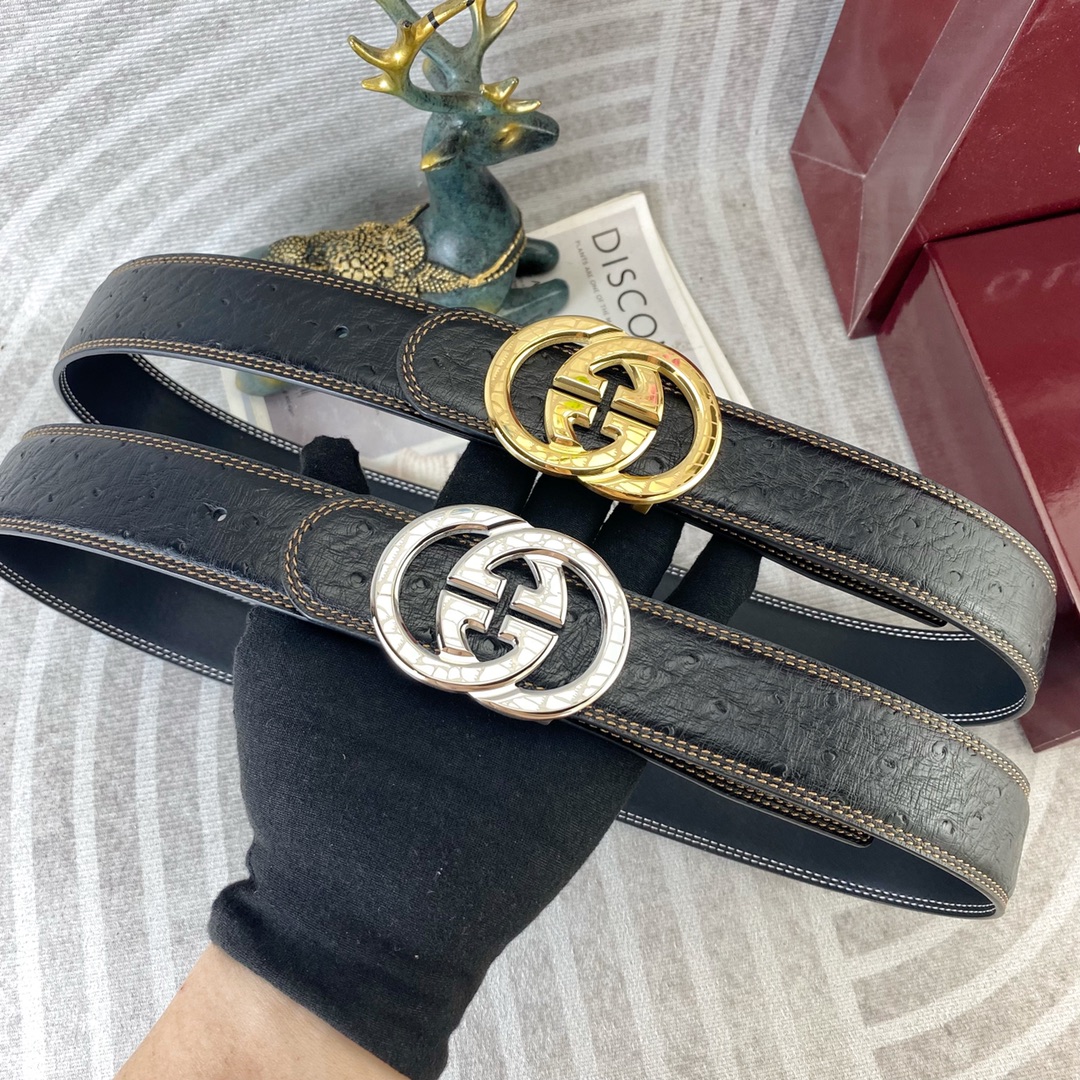 古奇💕 特种皮腰带系列 ，原厂五金精品不锈钢扣，手感柔软舒适 宽3.8CM。